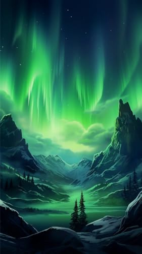 ZHUMUTO Diamond Painting Groß XXL Bilder Set Erwachsene,70x40 CM/27,5x15,7 Zoll Natur Landschaft Aurora Polarlichter A,5D Diamant Painting Bilder Erwachsene mit Zubehör Für Wohnzimmer Dekoration