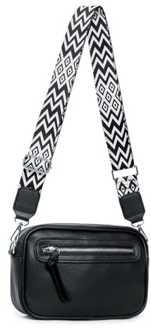 ITALYSHOP24 OBC Damen Tasche Umhängetasche Brusttasche Cross Over body Bag Gürteltasche Schultertasche Bauchtasche Hüfttasche Abend Freizeit Reise Leder Optik