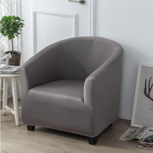 Surwin Sesselbezug Elastische Sesselschoner, Einfarbig Sesselüberwurf Universal Chair Schonbezug Sofabezug für Clubsessel Lounge- & Cocktailsessel (One Size,Mittelgrau)