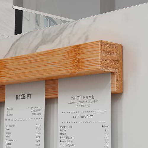 Restaurant Ticket Holder Bamboo Receipt Holder Bamboo Order Rack Ticket Rack Natural Kitchen Slide Check Rack for Office Cafes Pubs(23 Inch,1Pcs)