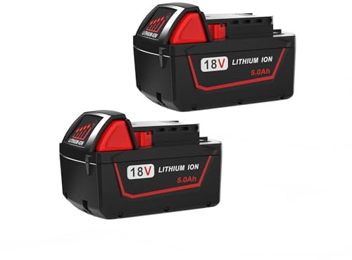 Volvmakz 2 Pack 5.0Ah M18 Battery Replacement for Milwaukee M18 Battery Compatible with Milwaukee 18V Cordless Power Tools Replacement for Milwaukee 18V XC Lithium Battery