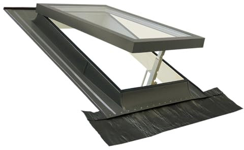 Lucernario CLASSIC VASISTAS PLUS | Finestra per accesso al tetto | Legno di abete e Alluminio | Vetrata Antigrandine + Antinfortunistica | Made in Italy | 55x98 Base x Altezza