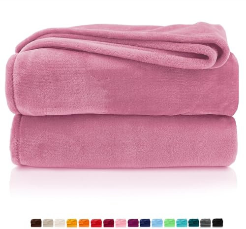 Kuscheldecke flauschig Flanell Wohndecke warm Oekotex Tagesdecke Überwurf Sofadecke fusselfrei Fleecedecke Super Soft XXL Decke 220x240 cm Typ380 Woodrose