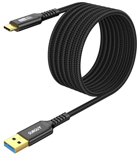 SUNGUY USB C Kabel, [2 Stück 3 m] USB C auf USB 5Gbps Typ C Kabel und Nylon geflochtenes Datenkabel USB C kompatibel mit iPhone 16/15 Pro Max, Galaxy S24 S23, Android Auto-Schwarz