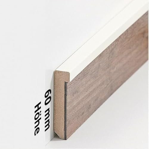 Sockelleiste MDF 13 x 60 x 2500 mm MDF-Kern foliert Creme zum Kleben, Clipsen, Schrauben & Nageln Fußleiste für Vinylboden by PROVISTON 62.5 Meter | 25 Stück
