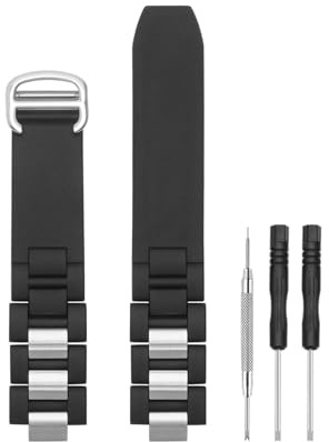 HANYTON Compatible with Cartier Watch 20mm Band, Silicone Rubber Stainless Steel Replacement Strap for Cartier Watch Must 21 Chronoscaph Autoscaph, Black
