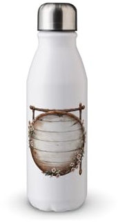 MAXIKIWI - Borraccia a parete singola con tappo a vite, in alluminio leggero non isolato, senza BPA, a prova di perdite, in legno caldo vintage, 500 ml