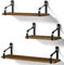 Love-KANKEI Rustic Shelves, Floating Shelves Wall Mounted Set of 3, Wall Shelf for Bedroom, Kitchen, Bathroom, Living Room, Office and More, Walnut
