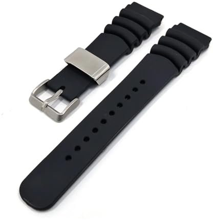 MAMA'S PEARL Bracelet De Montre De Sport Adapté For Seiko, Support De Corde En Acier Inoxydable For Hommes, Bracelet En Caoutchouc Étanche, Accessoires De Montre 22mm 24mm En Silicone(22mm)