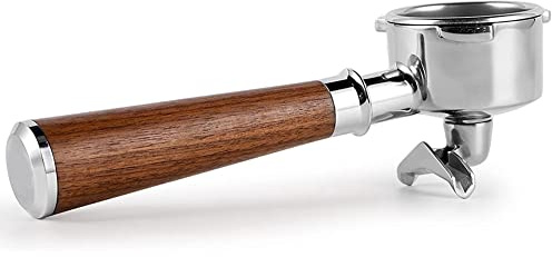 Kopinma Double Spout Coffee Portafilter By with Stainless Steel Portafilters and Walnut Handle