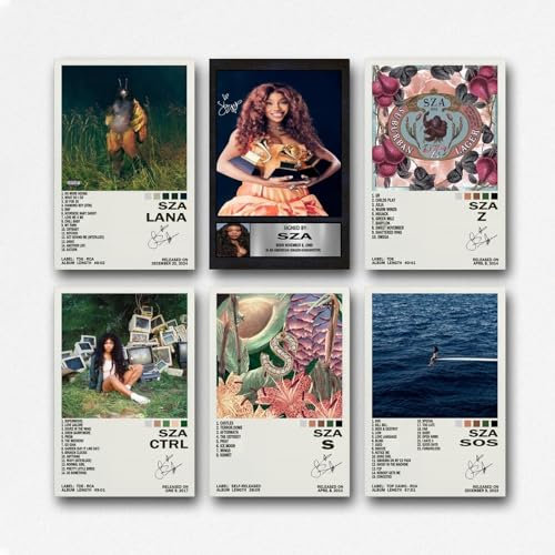 Seodon SZA Poster (Lana Albumcover Rapper, signierte Auflage, limitierte Auflage, Leinwand, Musik, Schlafzimmer, Wohnzimmer, Wandkunst, Poster, Drucke, 30 x 45 cm), Stil 1, 6 Stück