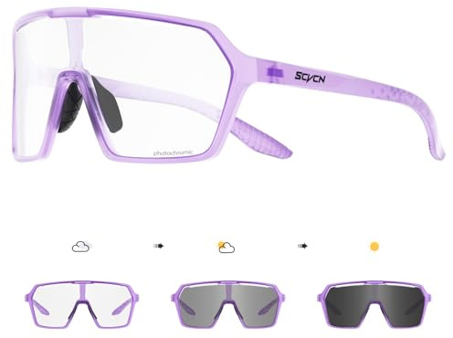 SCVCN Selbsttönend Fahrradbrille Klar Sportsonnenbrille Herren Damen S335 | Photochromatische Radsport Radfahren MTB Laufen Radbrille Volleyball Tennis Autofahren Angeln Softball Bergsteigen