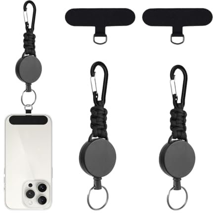 FENQURO 2Stück Handykette Universalpads, Ausziehbar 2Stücke Einziehbarer Schlüsselanhänger, Verwandelt Deine Hülle in eine Handykette, Ultra-dünnes TPU-Plättchen passend für alle Standard Handyhülle