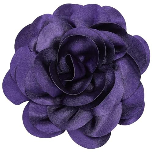 CREATCABIN 20cm Große Blumenbrosche Lila Extra Große Kamelien Brosche Anstecknadeln Für Kleidung Abnehmbare Anstecknadeln Satinstoff Brosche Für Damen Kleider Hochzeit Party Bankett Anzug Zubehör