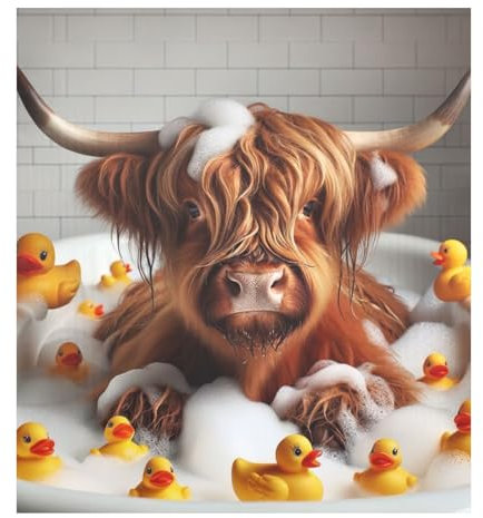 Highland Cow in Bathtub Dishwasher Magnet Cover, Dishwasher Magnets Decorative Cover, Stainless Steel Dishwasher Magnet