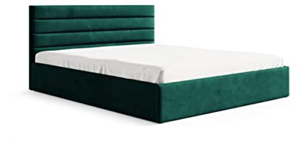 Sofello Polsterbett Bella Rosa aus Velour 120 x 200 140x200 160x200 180x200 200x200 cm Holz Lattenrost Bett aus Samt Doppelbett mit schöner Steppung und besonderem Design (Riviera 38 - grün, 120x200)