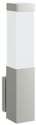 vidaXL Outdoor Wall Light Silver 10.5 x 6 x 35 cm Stainless steel, Garden and Terrace, Modern Living Room Lighting, Rectangular Lamp, Stainless Steel Light Fixture, Minimalist Indoor Design