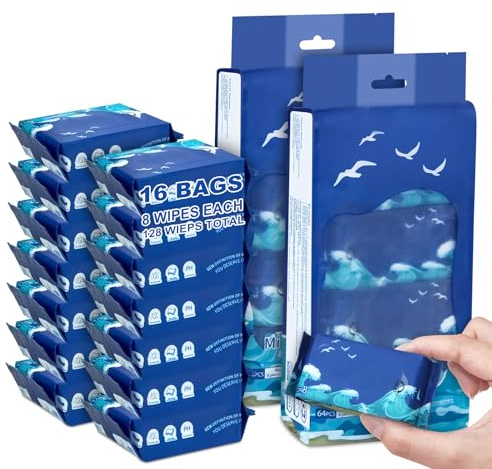 128 PCS Mini Travel Size Wet Wipes,Hand Wipes Travel Size for Adults,Kids | Small Unscented Hypoallergenic Wet Wipes Alcohol-Free for Sensitive Skin, Travel, Restaurants & Barbecue