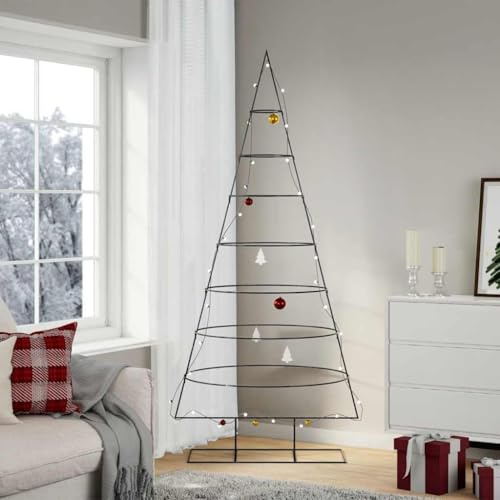 INLIFE Metall-Weihnachtsbaum zum Dekorieren Schwarz 210 cm,Heim & Garten,Dekoration,Festtags-Dekoartikel,Weihnachtsbäume,Schwarz,3.86 KG,4018950