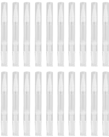 20 Stück transparente Schraubstifte, 3 ml, Nagelölstift mit Pinselspitze, leere Nagelhautölstifte, Applikatoren für Lipgloss, nachfüllbar, Nagellack, Wachstum