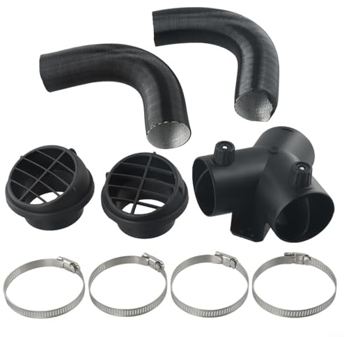 60 mm Heizungsk-Set mit Y-Stück, Warmluftauslassöffnung, flexiblem Rohr und Schlauchschellen für Dieselheizungen für Wohnmobil, Wohnmobil und Anhänger