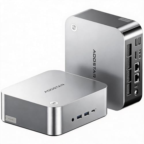 AOOSTAR MACO Mini PC con AMD R7 PRO 6850H (8C/16T fino a 4,7GHz) 24GB LPDDR5 RAM + 1TB PCIe4.0 SSD, OCuLink/2xUSB4/2x2,5G LAN/Impronta digitale, W11 Pro, Mini Computer per Gaming e Ufficio