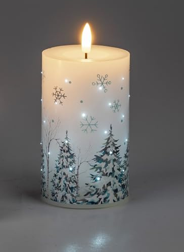 formano LED-Wachskerze Kerze Weihnachtskerze Wintermotiv Tanne 7x12cm inklusive Kerze mit Timerfunktion