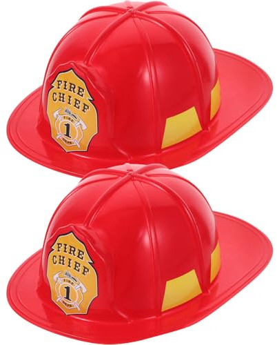 UKCOCO Roter Feuerwehrhelm für Erwachsene: 2er-pack Feuerwehrhelm-cosplay-hut, Unisex, Feuerwehr-kostümaccessoire für Feuerwehrpartys, Karneval, Einheitsgröße