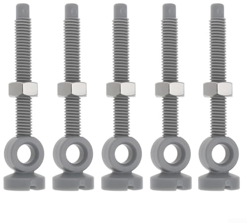 Ablaufventil-Einstellschraube Ersatzteil 97522000 – für Waschbecken und Badewannen-Ablaufventil, 62 mm Länge, M6-Gewinde, 1/5 Packung mit Mutter, grau (5 Stück)