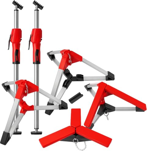 Bessey Profi Decken- & Montagestützen-Set (6-teilig): 2x STE370 Teleskopstütze (bis 3,70m) inkl. 2x Baustativ STE-BS & 2x Deckenstativ STE-DS – Ideal für Einmannmontage & Trockenbau