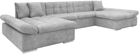 Mirjan24 Ecksofa Alia mit Regulierbare Armlehnen, 2 Bettkasten und Schlaffunktion, U-Form Eckcouch vom Hersteller, Sofa Couch Wohnlandschaft (Lumo 65)
