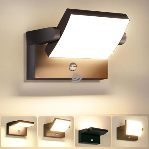 GXXG LED Wandleuchte Außen mit Bewegungsmelder 40W 4000lm IP65 Schwarz | 3000K Warmweiß Wandlampe, 350° schwenkbar, Aluminium, 50.000h, Innen & Außen für Garage Garten Terrasse Hauseingang