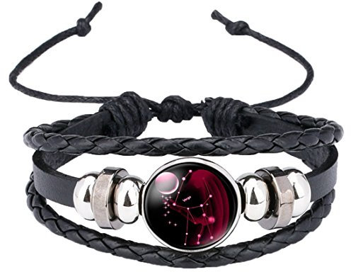 Caimeytie Kind Armschmuck Leder Wickelarmbänder Verstellbar Horoskop Sternzeichen Jungfrau