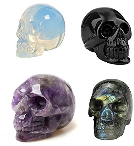 AITELEI 2 Natur Hand Geschnitzte Edelstein Skull Statue, Heilung Crystal Stone menschlichen Reiki Skull Figur Statue Skulpturen
