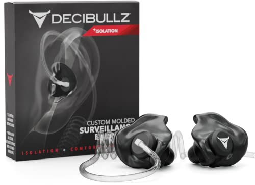 Decibullz Custom Moulded Security Two-Way Radio Surveillance Earpiece Set, Thermo-Fit for Clear Acoustic Tube Radios | Model: +Isolation
