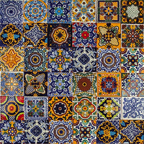 Cerames Piastrelle Mosaico Messicane Colorido – 30 ceramiche mattonelle messicane decorative per bagno, doccia, scale, parete posteriore della cucina | Tessere mosaico ceramica 10,5x10,5 cm