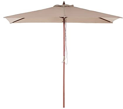 Sombrilla de jardín tela beige arena madera de abedul 244 cm resistente a la intemperie Flamenco