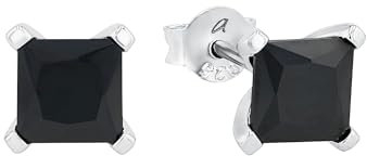 Amor Ohrstecker 925 Sterling Silber Damen Ohrschmuck, mit Zirkonia synth., 0,8 cm, Schwarz, Kommt in Schmuck Geschenk Box, 2022997