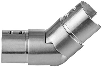 Cosch Edelstahl 0°-45° Nutrohr Aufgang Gelenkverbinder Gelenkstück Edelstahl V2A (AISI 304) geschliffen K240 (Ø 42,4 x 1,5 mm)