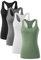 vislivin Workout Tanktops für Damen Racerback Yoga Tanks Basic Sportliche Activewear-4er Pack Schwarz/Dunkelgrau/Weiß/Armeegrün L