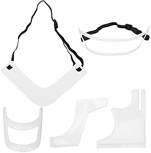 5 STÜCKE Bartformungswerkzeug-Set für Männer, Bartführungs-Schablonen-Set Haaransatz-Schablonen-Schablone Schnurrbart-Rand-Rasierschablone Pflege Bart Trimmen Styling Weißer Bartformer-Werkzeugsatz