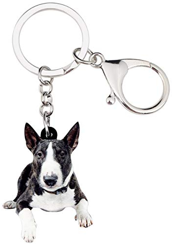 NEWEI Acryl-Hunde-Schlüsselanhänger, Schlüsselanhänger für Frauen, Mädchen, süße Hunde-Schlüsselanhänger, Gifs (Englischer Bullterrier)