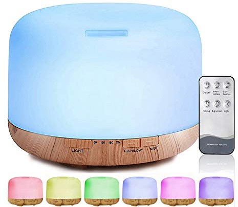 Kavolet 500ml Aroma Diffuser für Duftöle, Ultraschall Luftbefeuchter Ätherisches Öl Diffusor Lampe Aromatherapie Aroma Diffuser Nebelhersteller für Schlafzimmer, Büro, Spa
