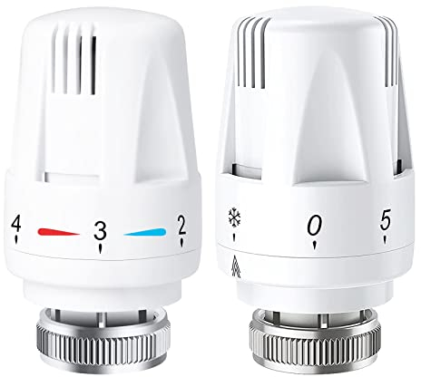 TRV Thermostatic Radiator Valve, 2 Pieces Standard Radiator Thermostat Head M30 x 1.5, Thermostatic Valve Head,Smart Radiator Valve Replacement Head Heating System Temperature Control for Home Office