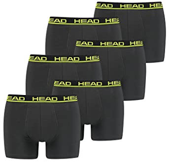 HEAD Herren Basic Boxer Pant Shorts Unterwäsche Unterhose 6 er Pack, Farbe:009 - Phantom/Lime, Bekleidungsgröße:XL