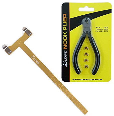 NIKA ARCHERY Nockzangen-Sets, 4 Saiten-Nockpunkte, Bow T Square Lineal-Messung zum Schießen von Zielübungen