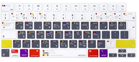 MOSISO Keyboard Cover Compatible with MacBook Air 13.6 inch M3 M2 2025-2022, for MacBook Air 15 inch M3 M2, for Mac Pro 14/16 M4/M3/M2/M1 2025-2021, Protector Skin Mac OS X Shortcut EU, White
