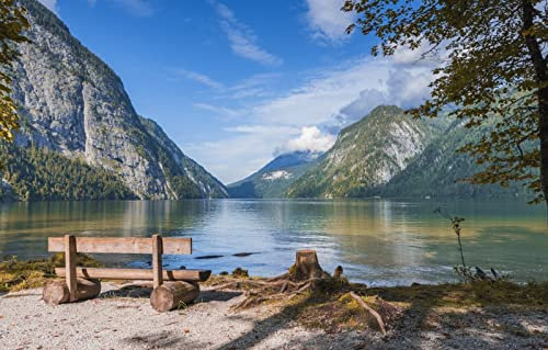 LHJOYSP Puzzle mädchen 3D Puzzle 1000 Teile,natürliche Schönheit,See,Deutschland,Sitzbank,Königssee,Watzmann,75x50cm
