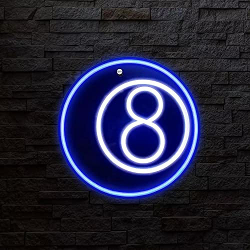 Billardkugel Nr. 8 Neonlicht LED Neon Schild USB Licht Lampe Reklame Leuchte Kunst Bar Party Nachtlicht Wand Dekoration Gaming Setup Streamer Hintergrund Beleuchtung dekorative Wandleuchte Weihnachten