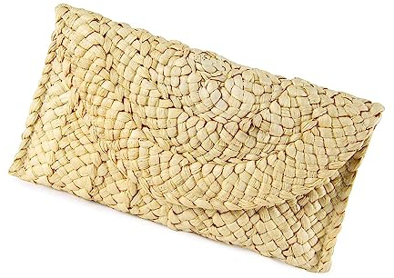 Women’s Straw Evening Clutch Straw Clutches Purse Summer Beach Bags Straw Woven Envelope Bag Straw Handbag Ladies Party Totes for Evening Party (primary)